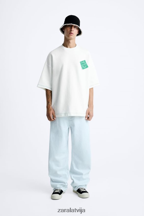 papīra plāksteris sporta krekls vīriešiem Zara austeru balts 6ZTV401069 apģērbs