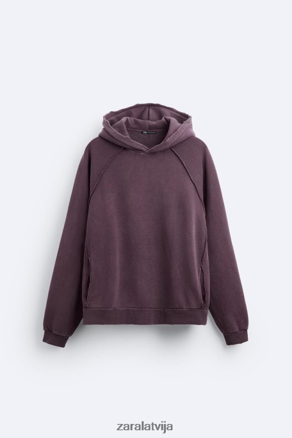 saplēsts izmazgāts sporta krekls vīriešiem Zara sarkanbrūns 6ZTV401055 apģērbs