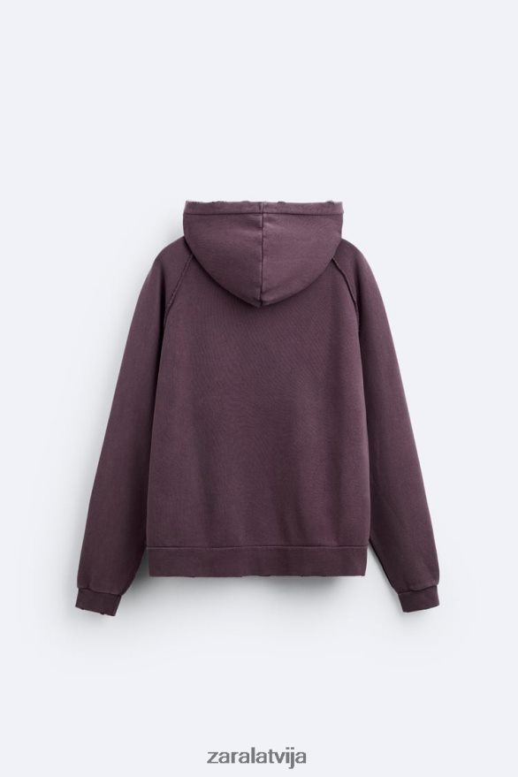 saplēsts izmazgāts sporta krekls vīriešiem Zara sarkanbrūns 6ZTV401055 apģērbs