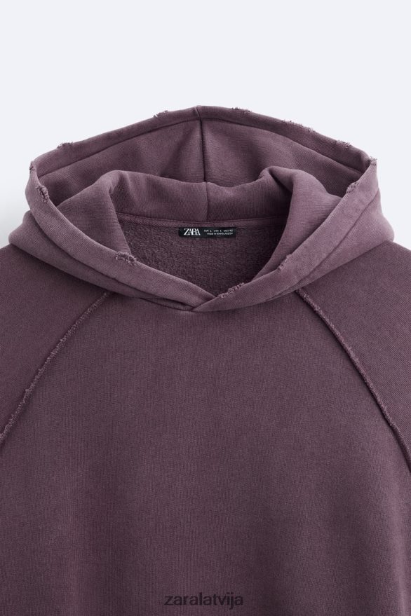 saplēsts izmazgāts sporta krekls vīriešiem Zara sarkanbrūns 6ZTV401055 apģērbs