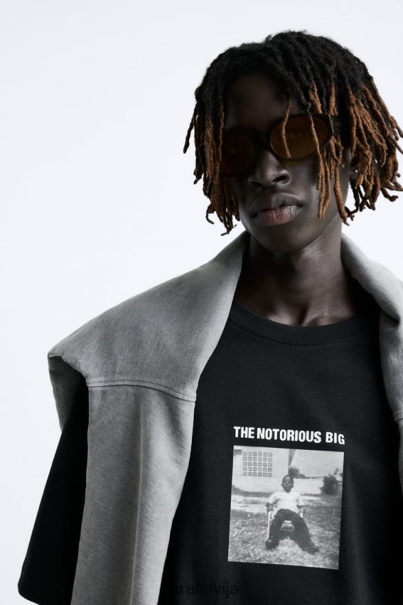 bēdīgi slavenās b.i.g.brooklyn piparmētru t-krekls vīriešiem Zara melns 6ZTV401217 apģērbs