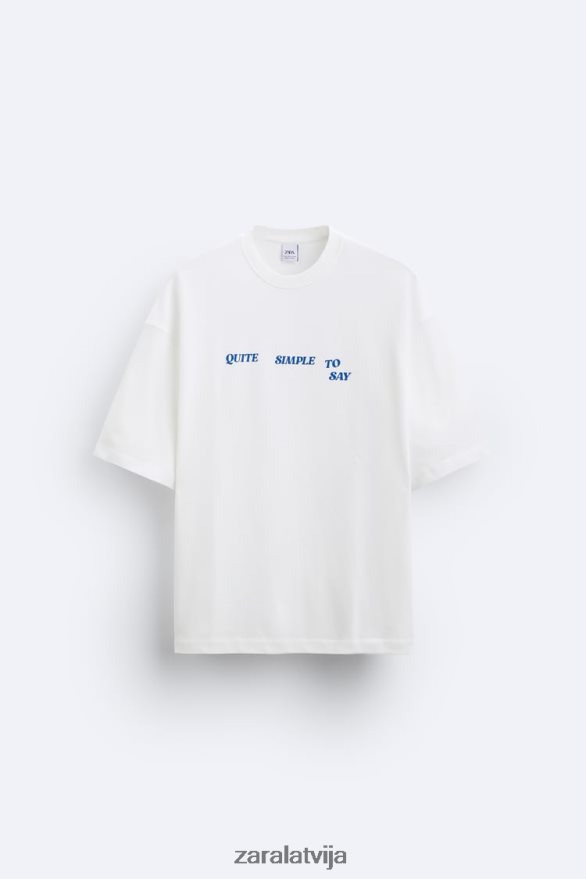 jaukta teksta t-krekls vīriešiem Zara balts 6ZTV401215 apģērbs