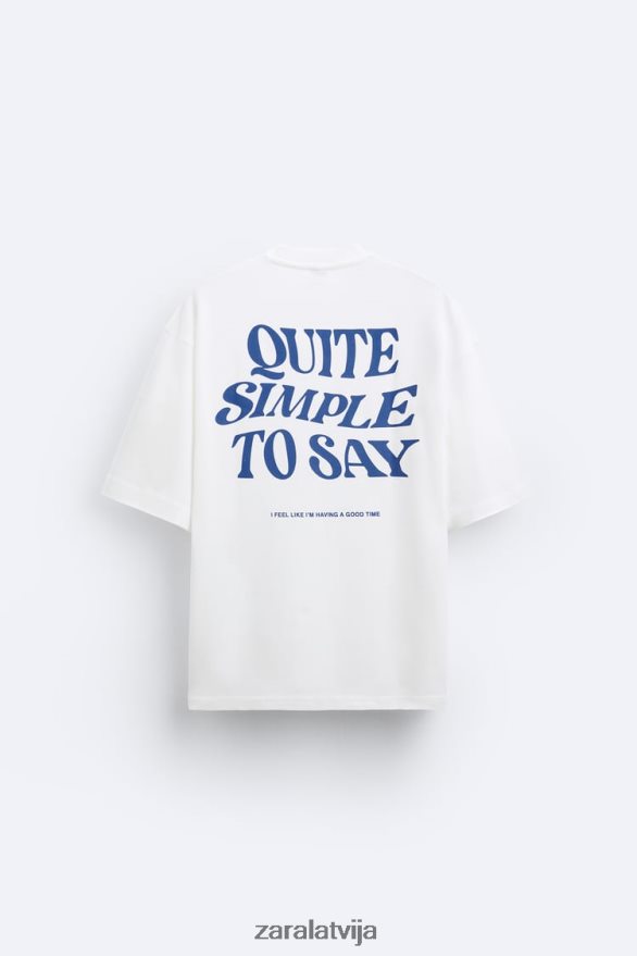 jaukta teksta t-krekls vīriešiem Zara balts 6ZTV401215 apģērbs