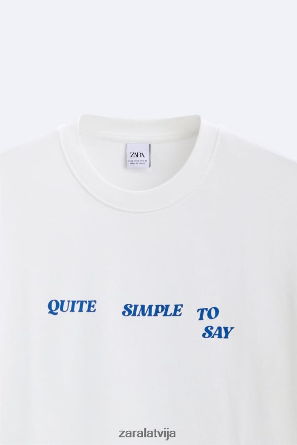 jaukta teksta t-krekls vīriešiem Zara balts 6ZTV401215 apģērbs