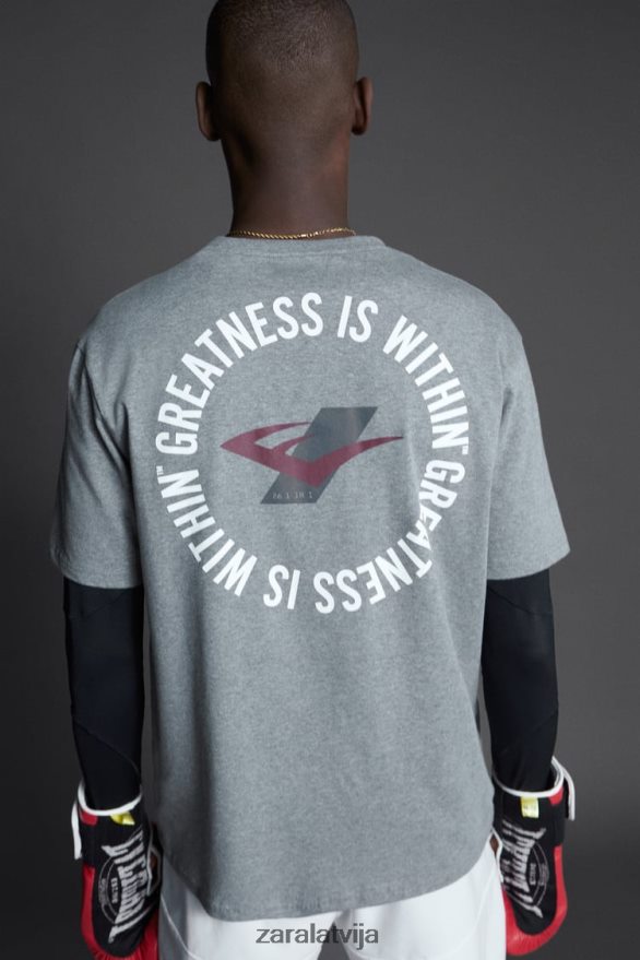 mūža treniņu t-krekls vīriešiem Zara pelēkais merģelis 6ZTV401196 apģērbs
