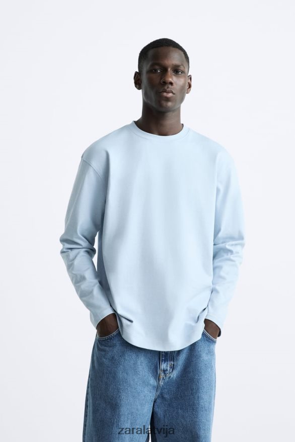 smagsvara t-krekls vīriešiem Zara gaiši zils 6ZTV401211 apģērbs