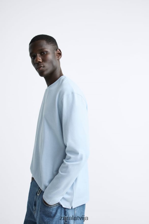 smagsvara t-krekls vīriešiem Zara gaiši zils 6ZTV401211 apģērbs