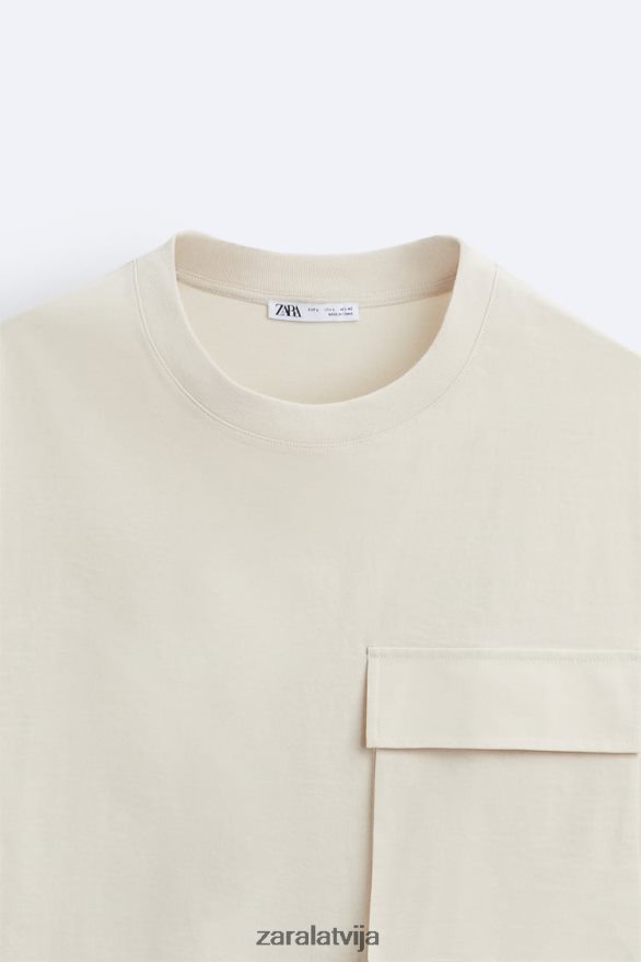 tehniskais kabatas t-krekls vīriešiem Zara bēšs 6ZTV401194 apģērbs