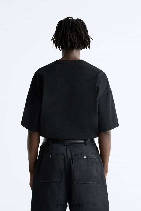 tehniskais t-krekls vīriešiem Zara melns 6ZTV401200 apģērbs