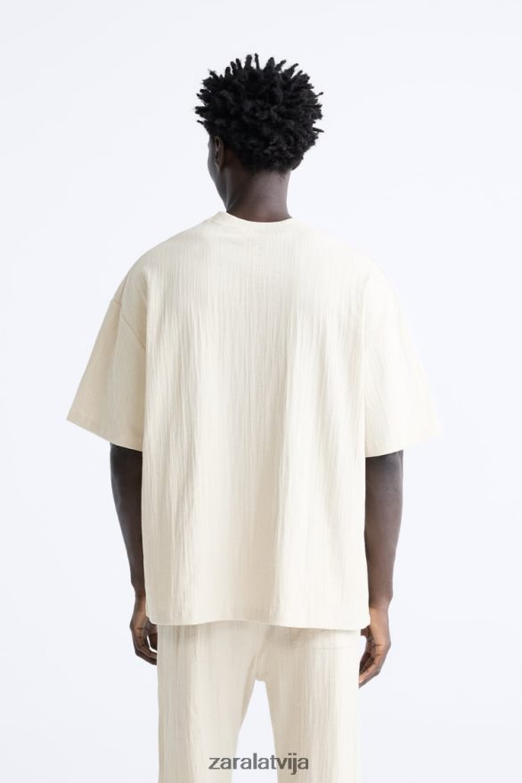 teksturēts t-krekls vīriešiem Zara taupīgi brūns 6ZTV401201 apģērbs