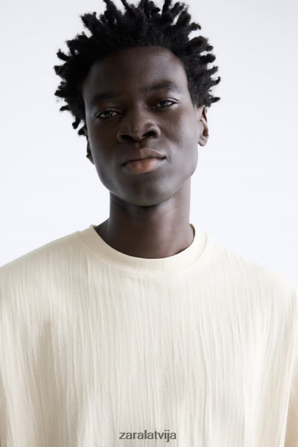 teksturēts t-krekls vīriešiem Zara taupīgi brūns 6ZTV401201 apģērbs