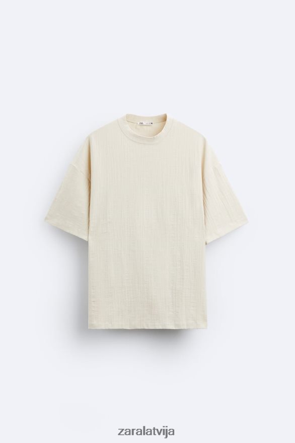 teksturēts t-krekls vīriešiem Zara taupīgi brūns 6ZTV401201 apģērbs