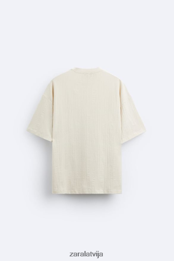 teksturēts t-krekls vīriešiem Zara taupīgi brūns 6ZTV401201 apģērbs